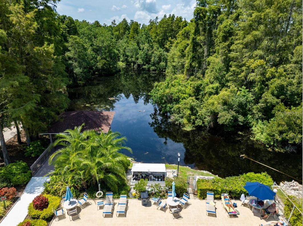 Community pond with observation dock and pavilion
