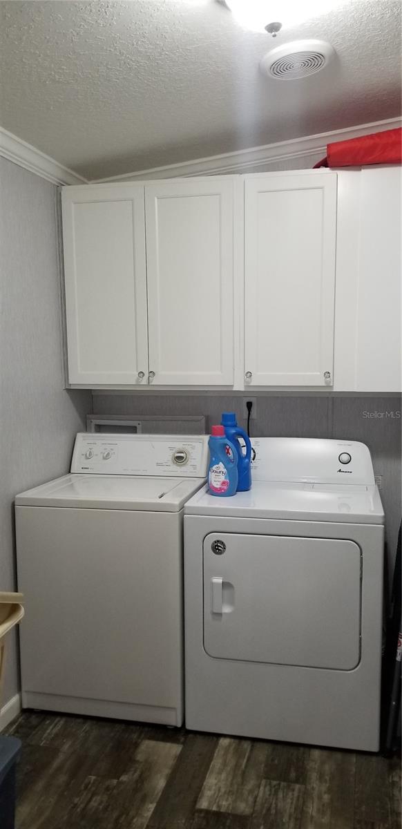 Inside Laundry room with storage