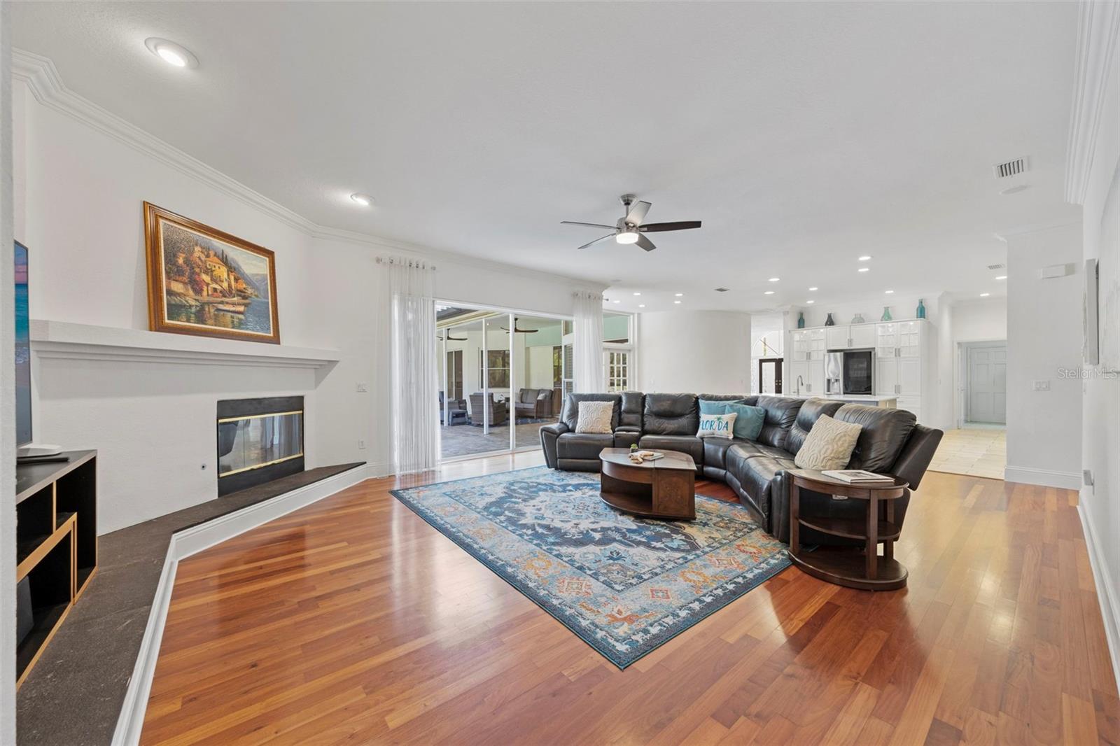Open Concept Family Room, w/wood burning fireplace