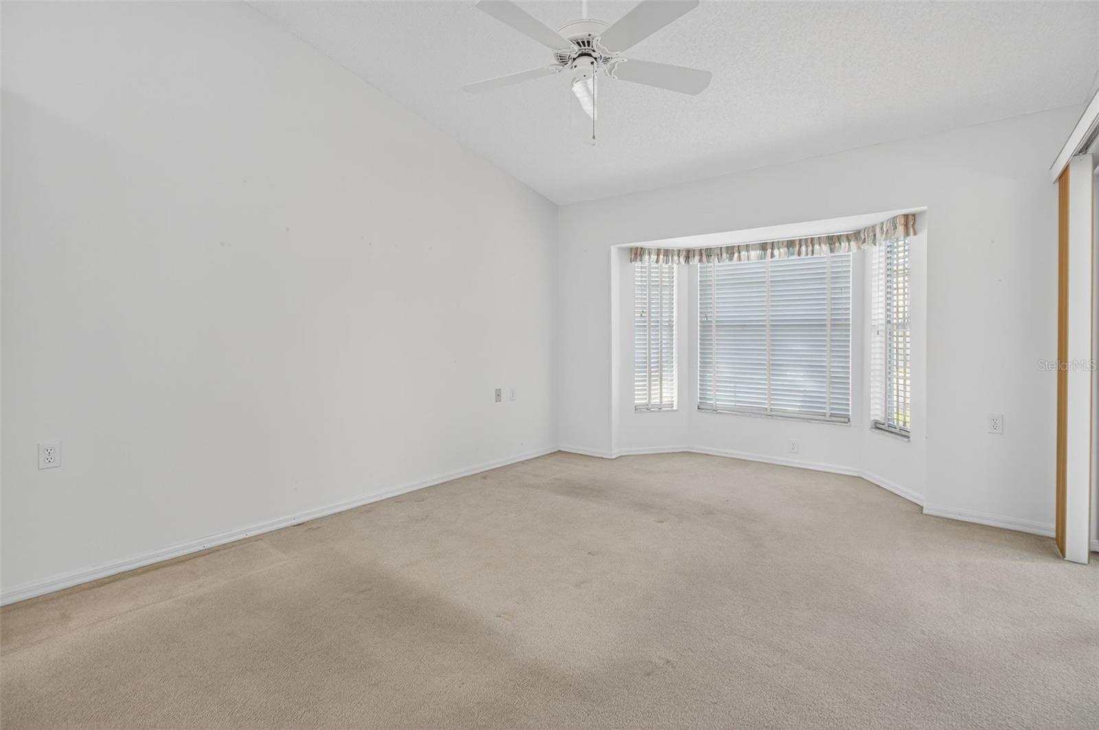 Bay windows in the primary bedroom.