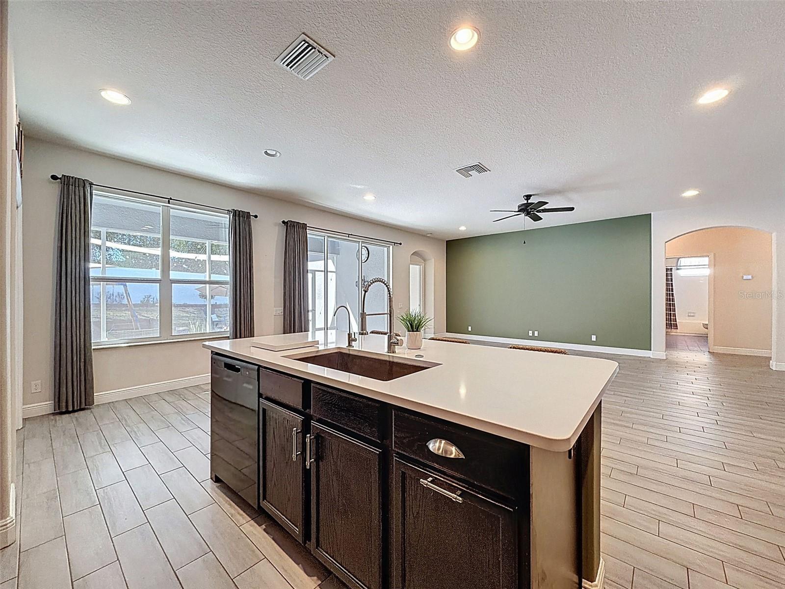 Island opens to Great Room