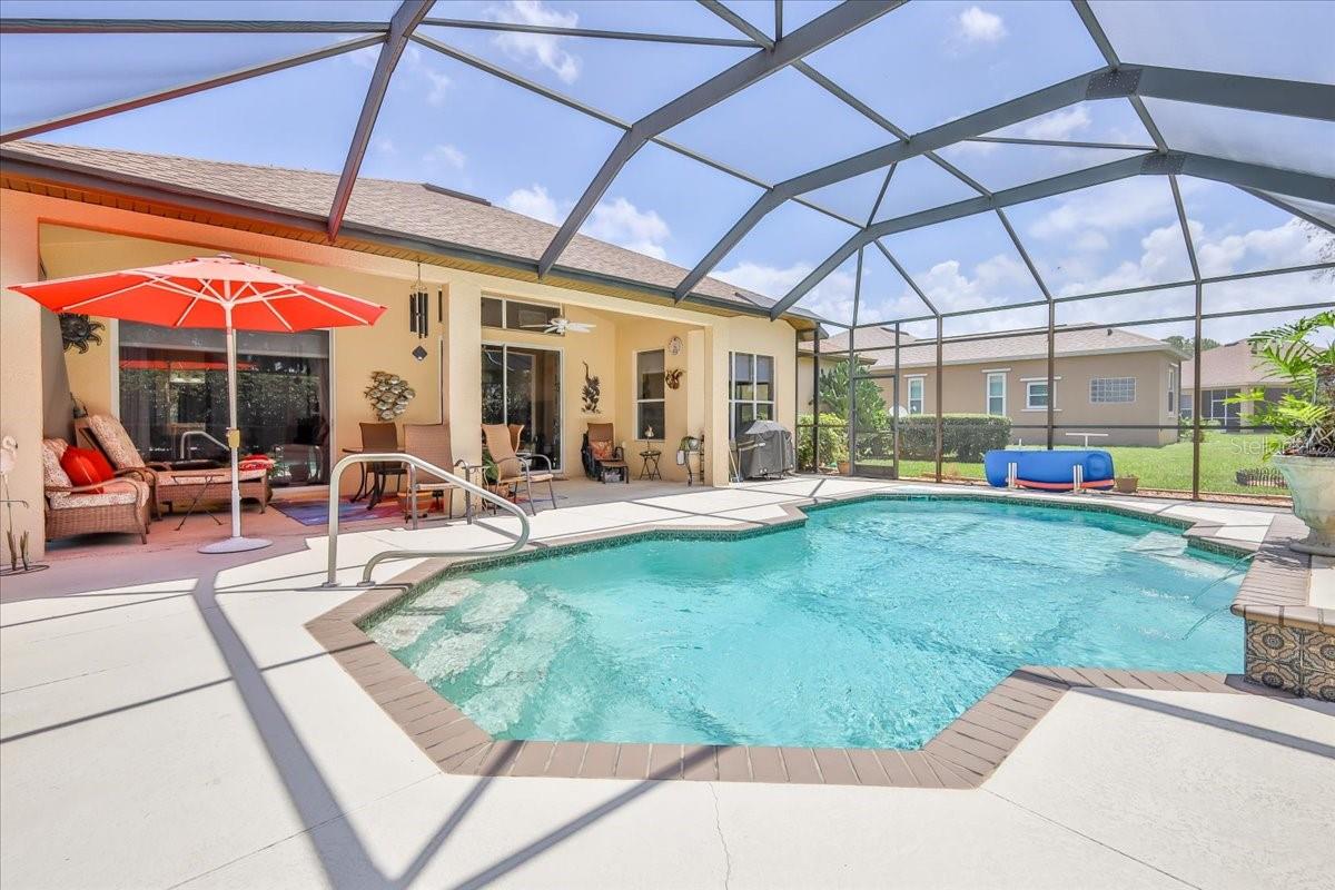 Screened Pool with Waterfall Spouts