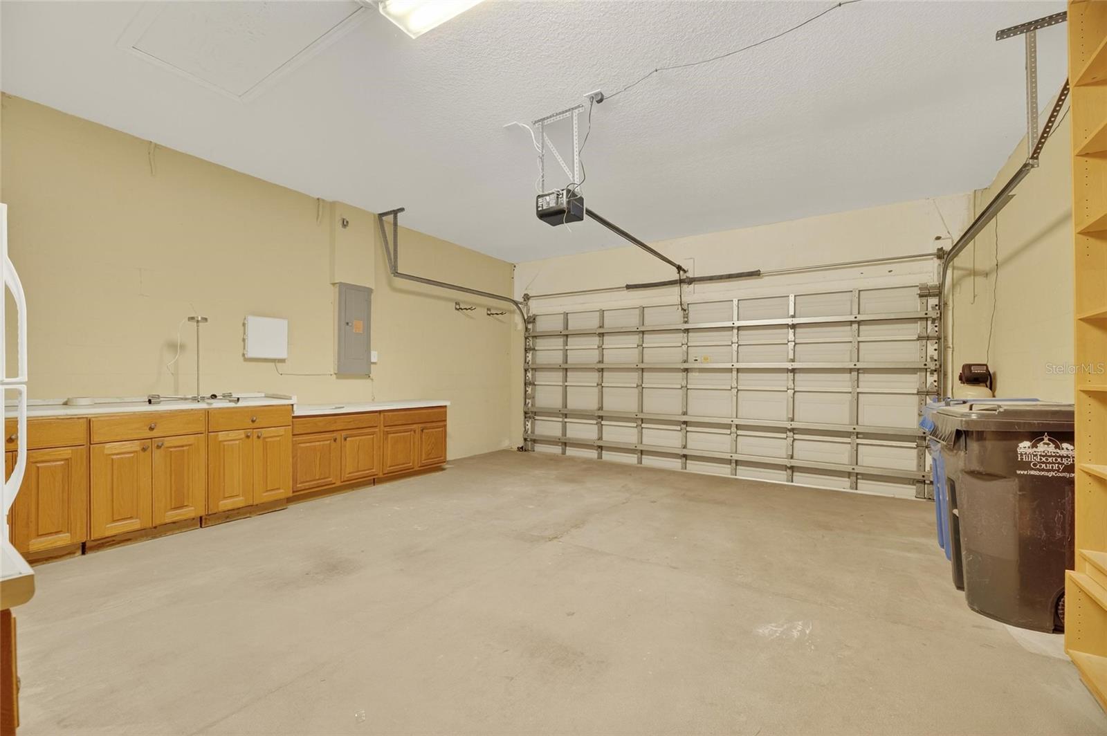 Two car garage with loads of storage!