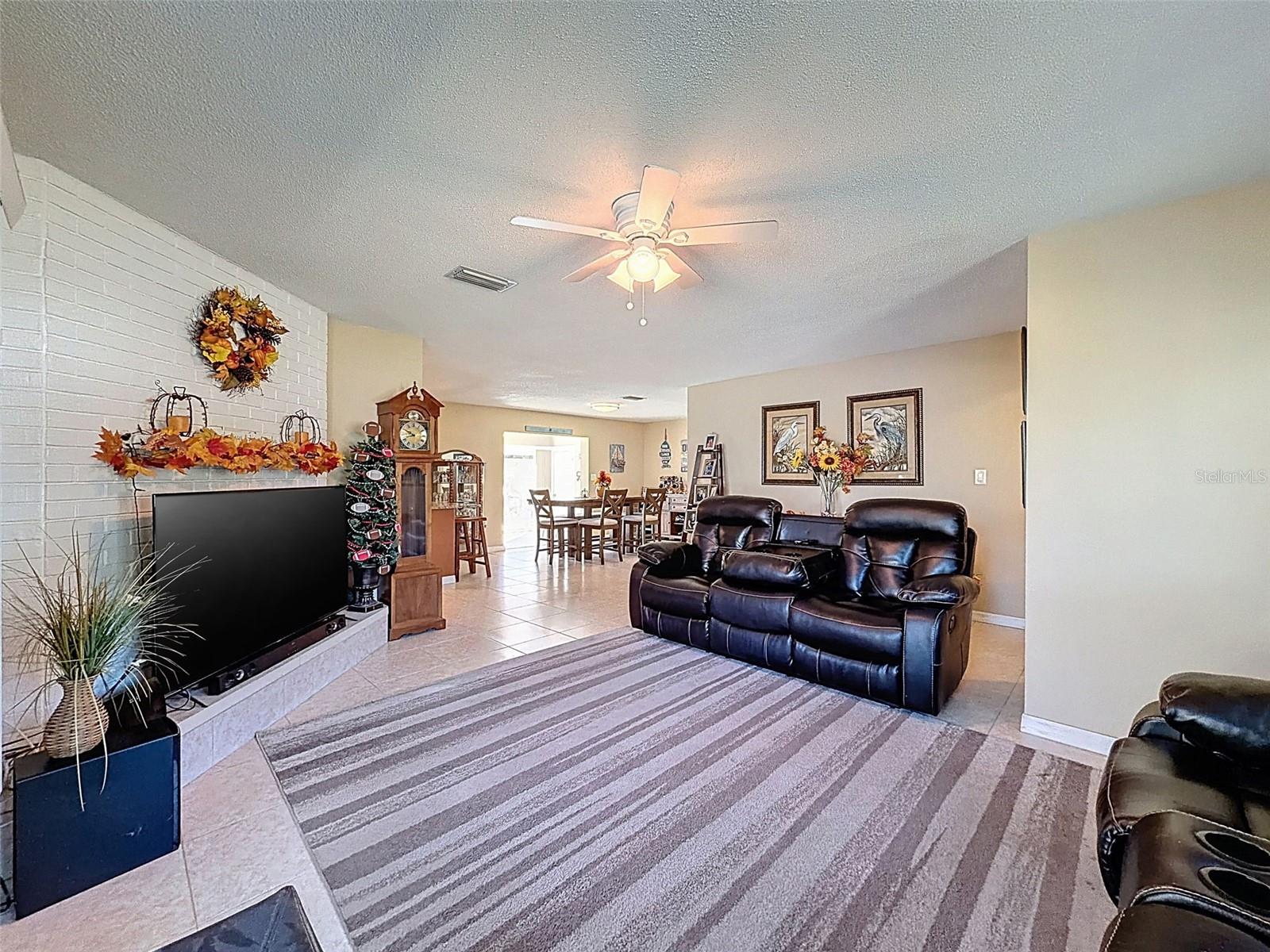 and a wood burning fireplace