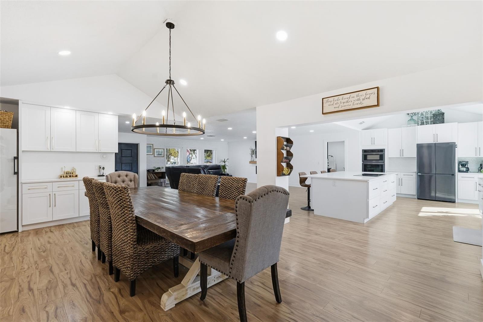Dining room with a built in bar.