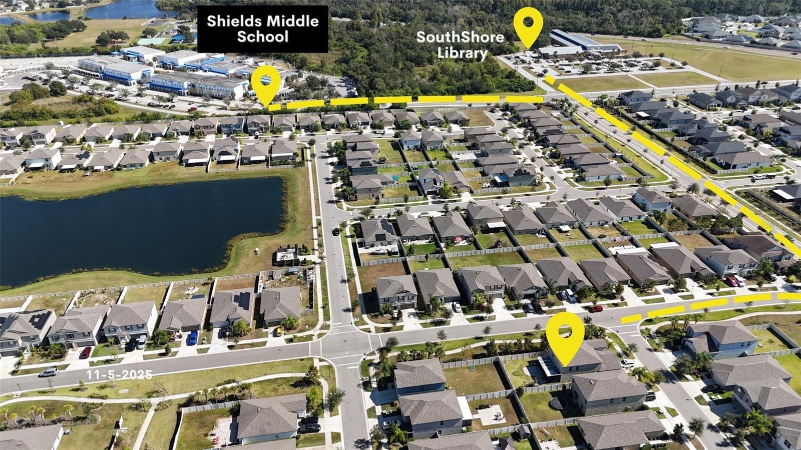 6-7 min walk to SouthShore Library and Middle School