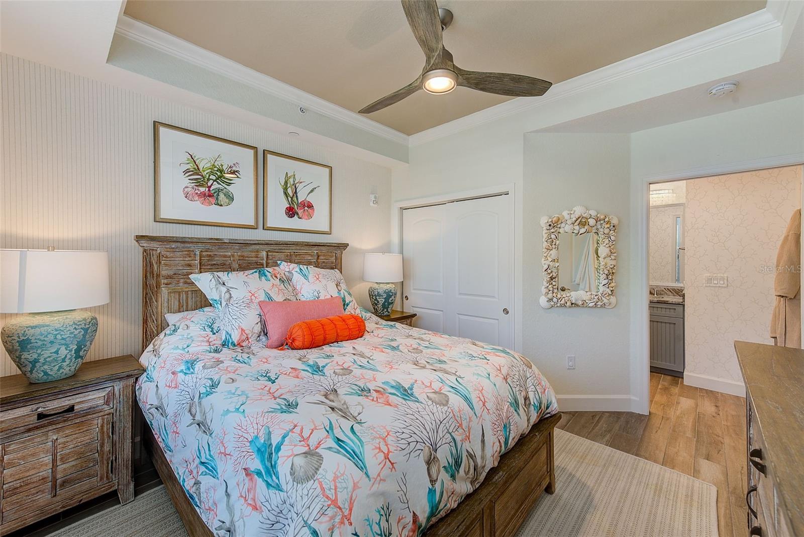 2nd Bedroom with new ceiling fan.