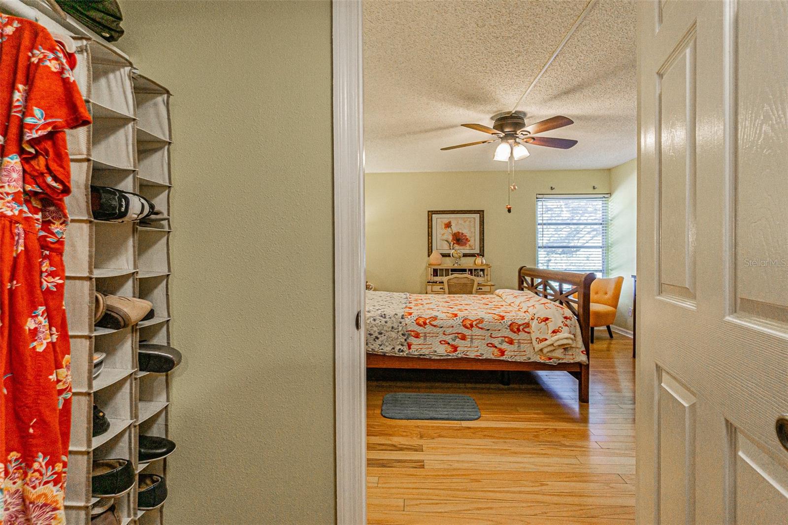 walk in closet view back to primary bedroom