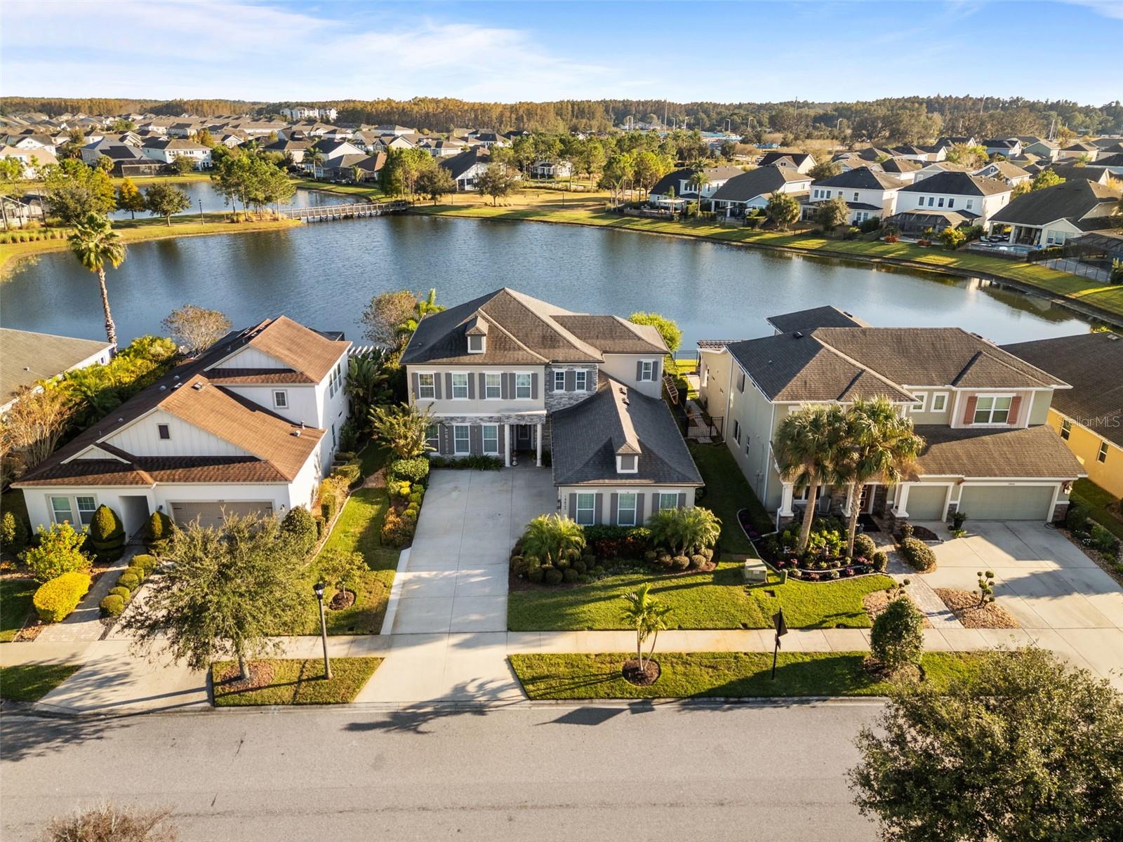 Peaceful pond views from the backyard oasis