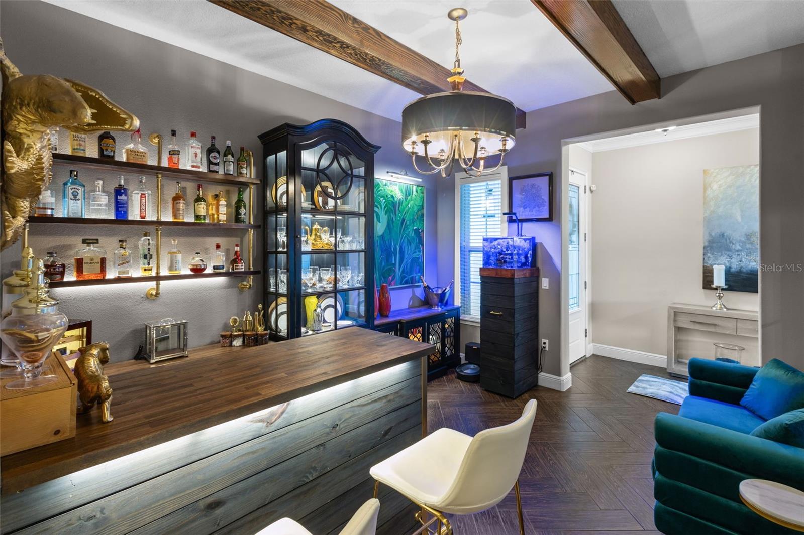 Custom bar - this room could be used as dining room or flex room