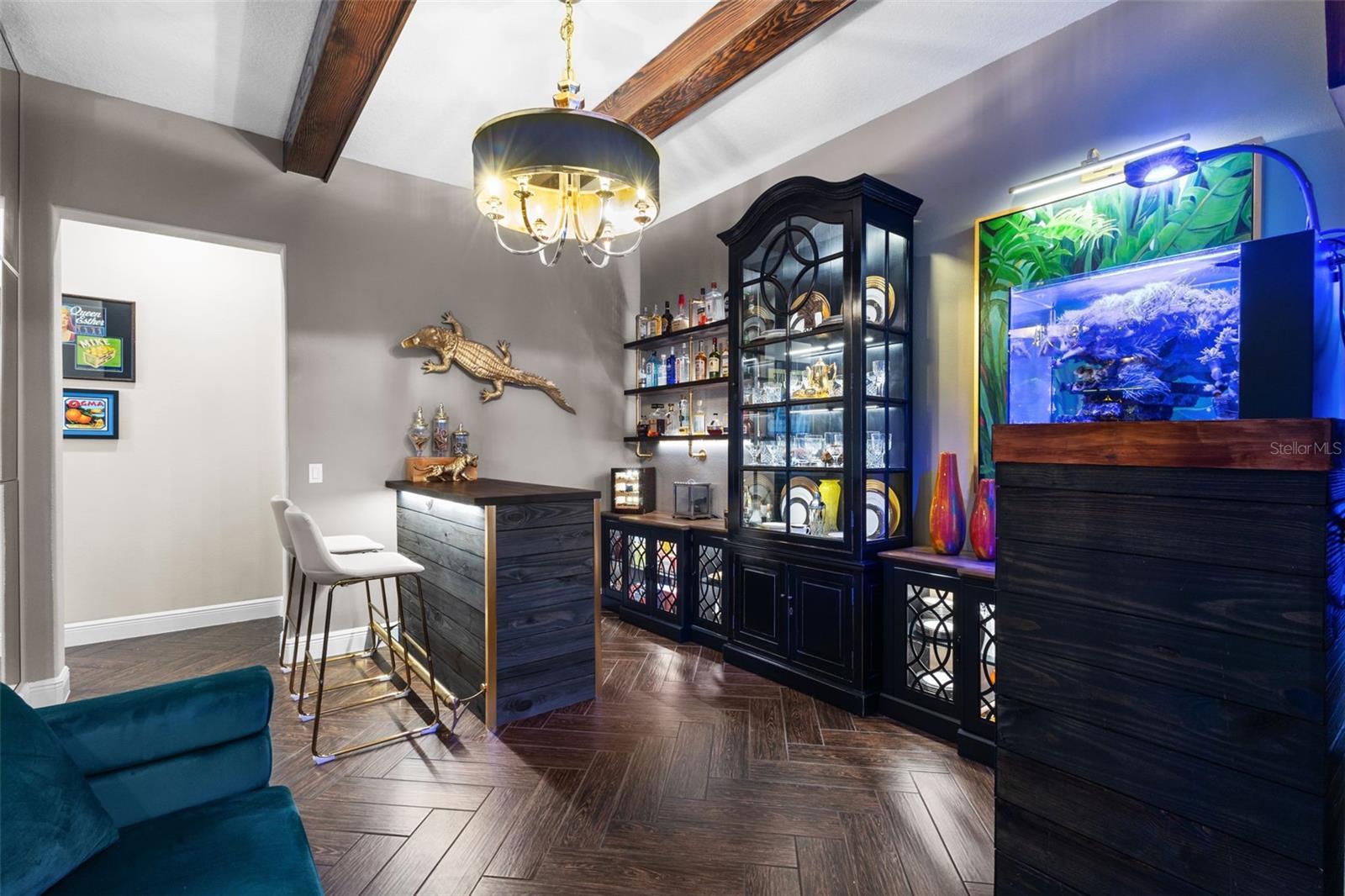 Custom bar - this room could be used as dining room or flex room