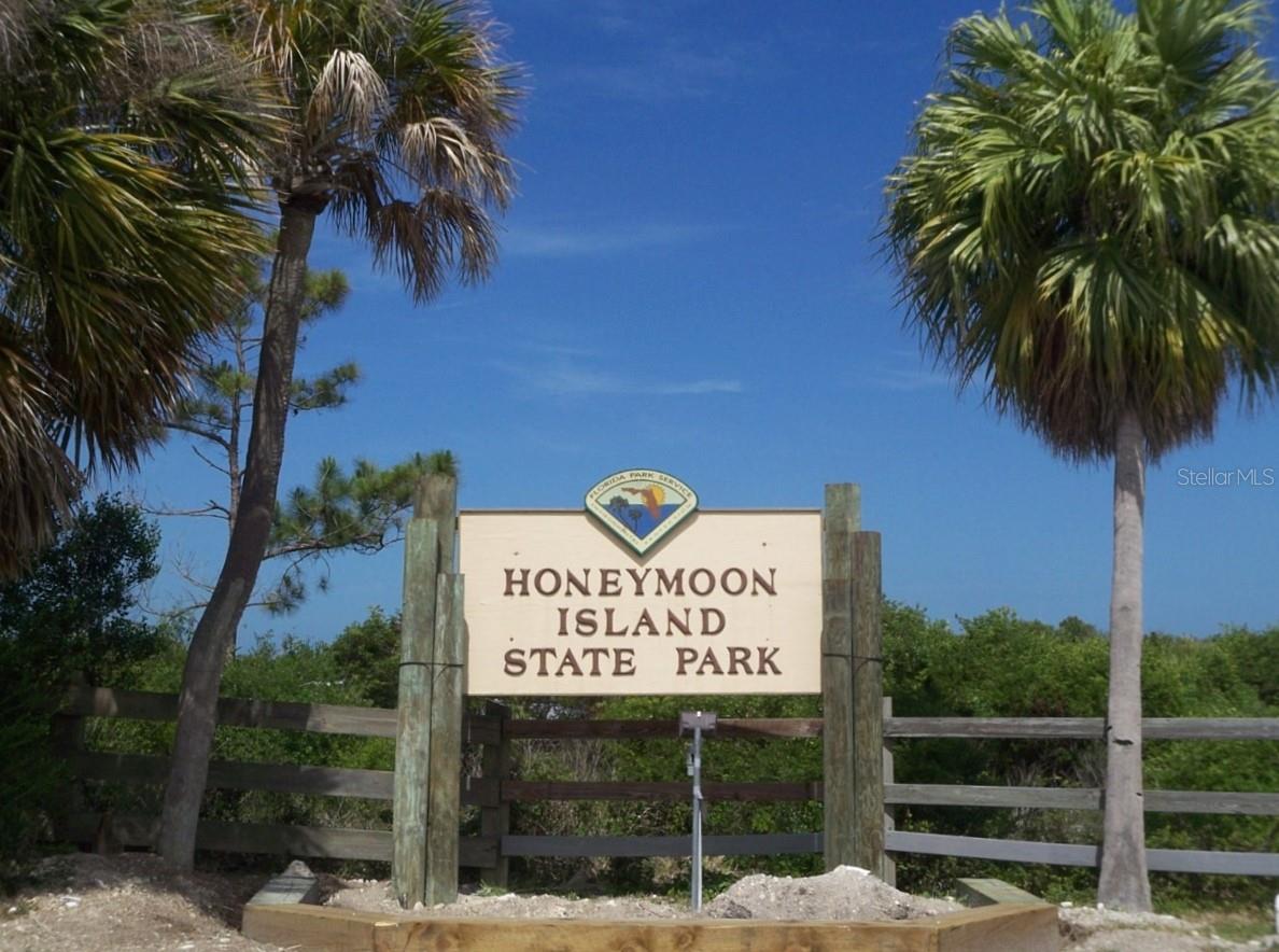 Entrance to Honeymoon Island State Park is next door