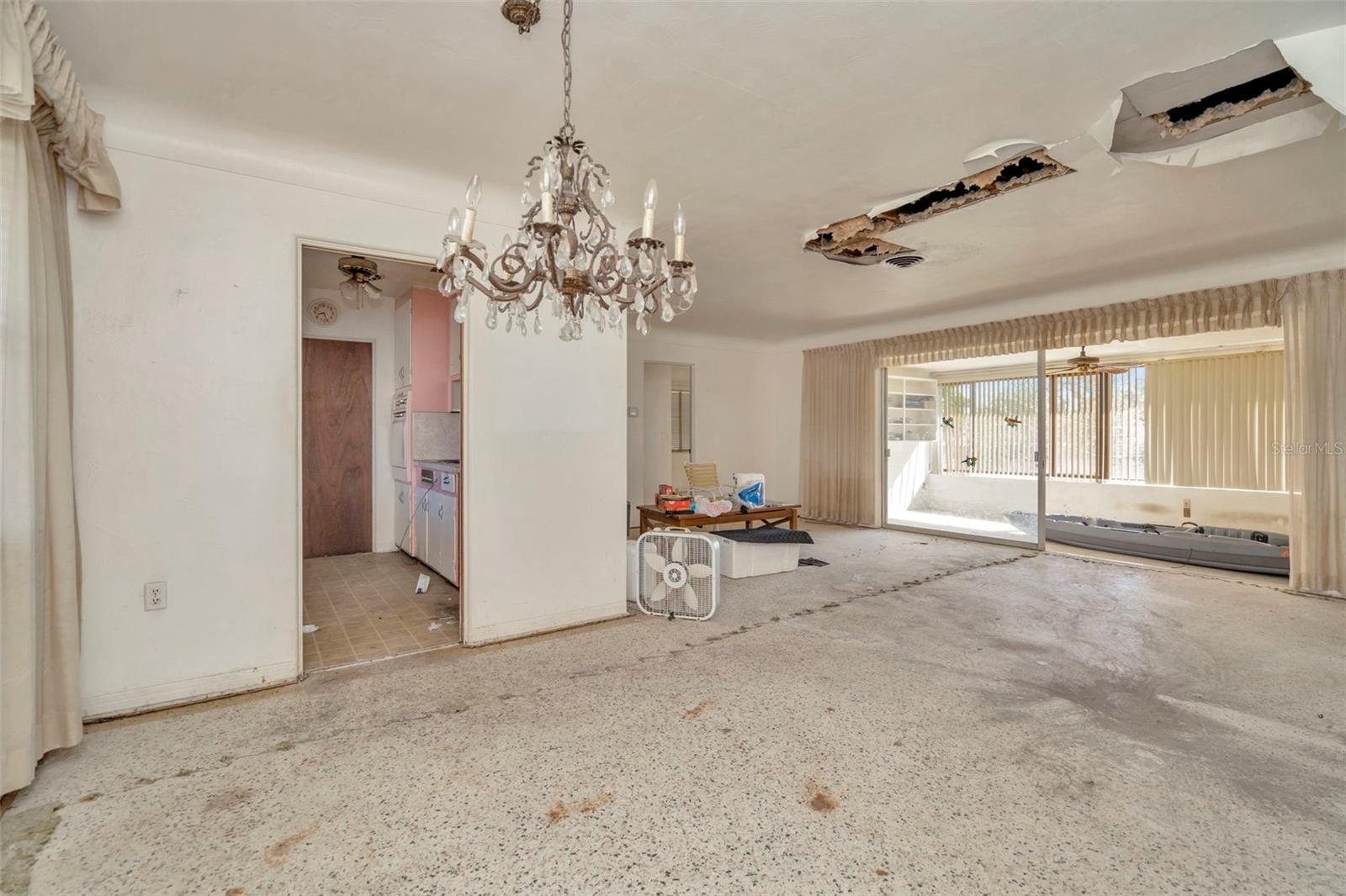 Living room/Dining room water damaged