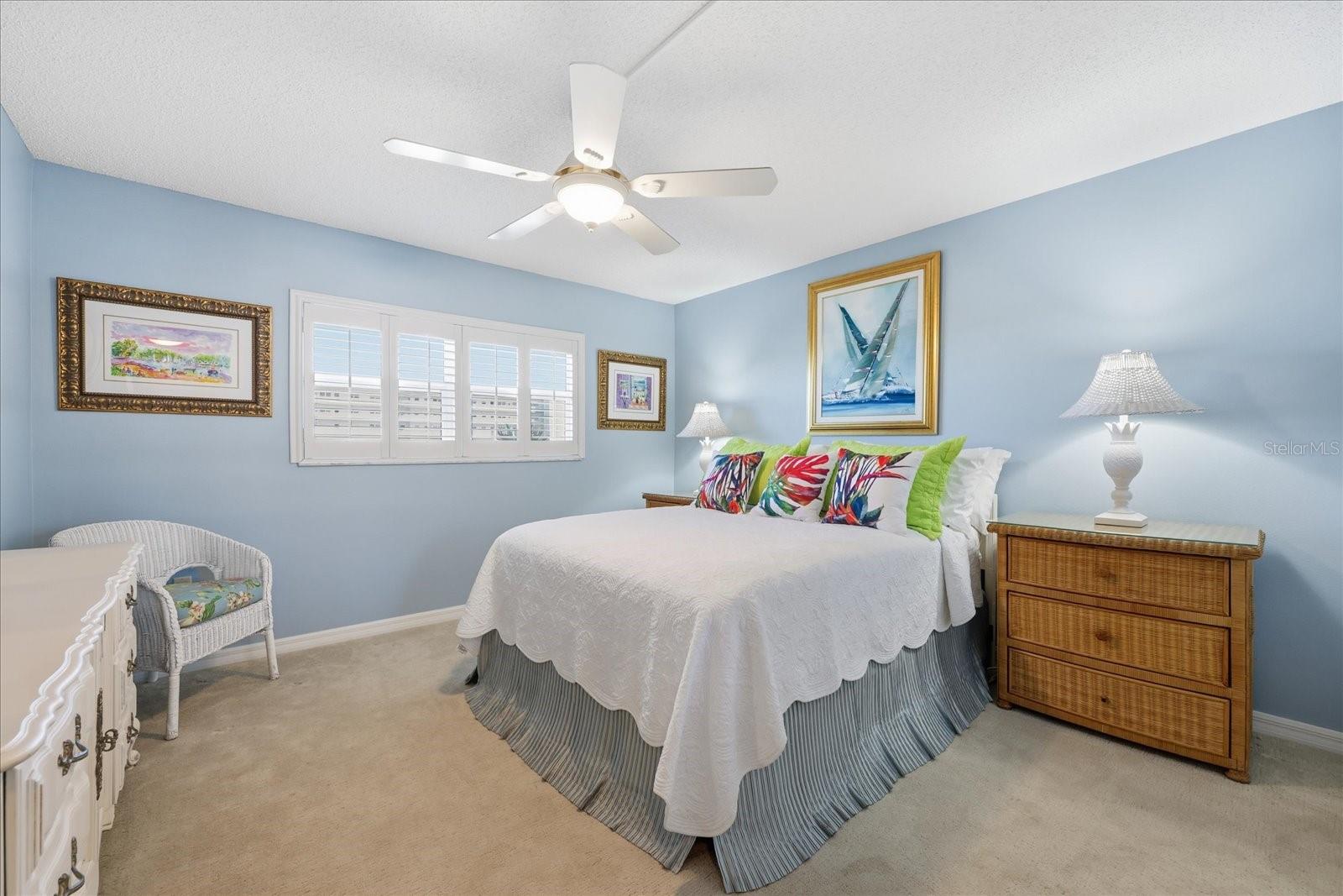 Second bedroom, plantation shutters.