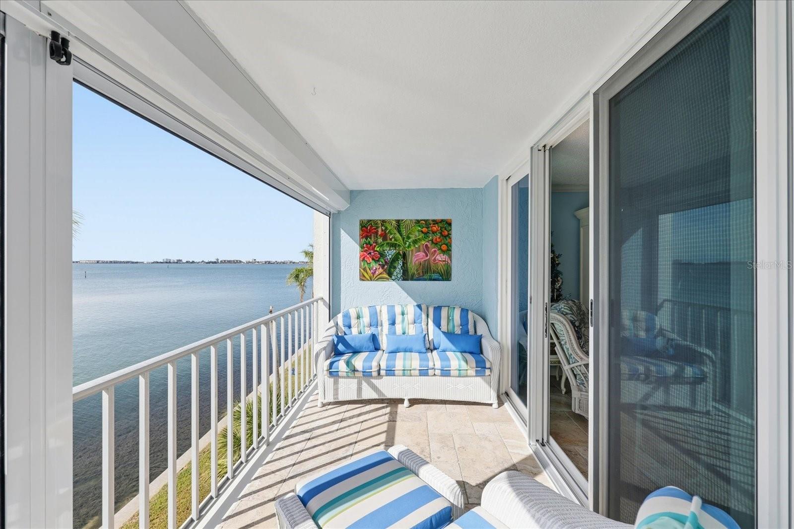 New hurricane sliding doors from living area.