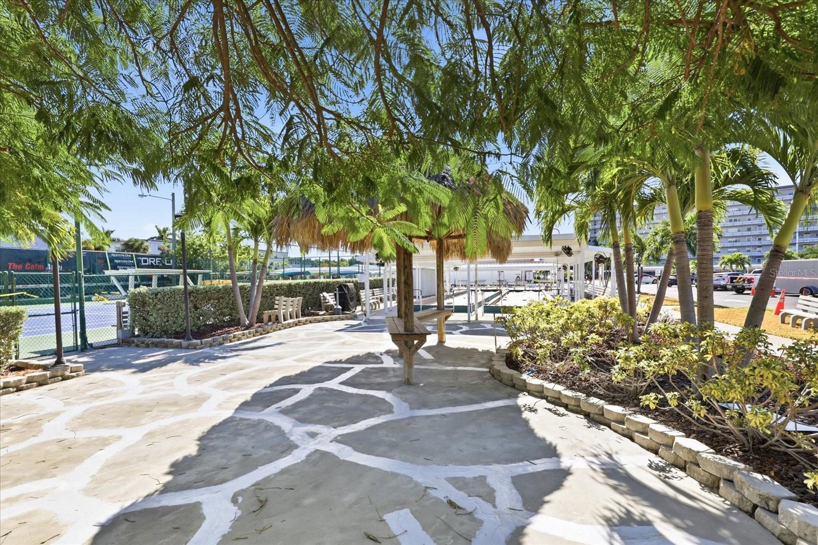 Bocce ball, pickle ball, tennis courts,