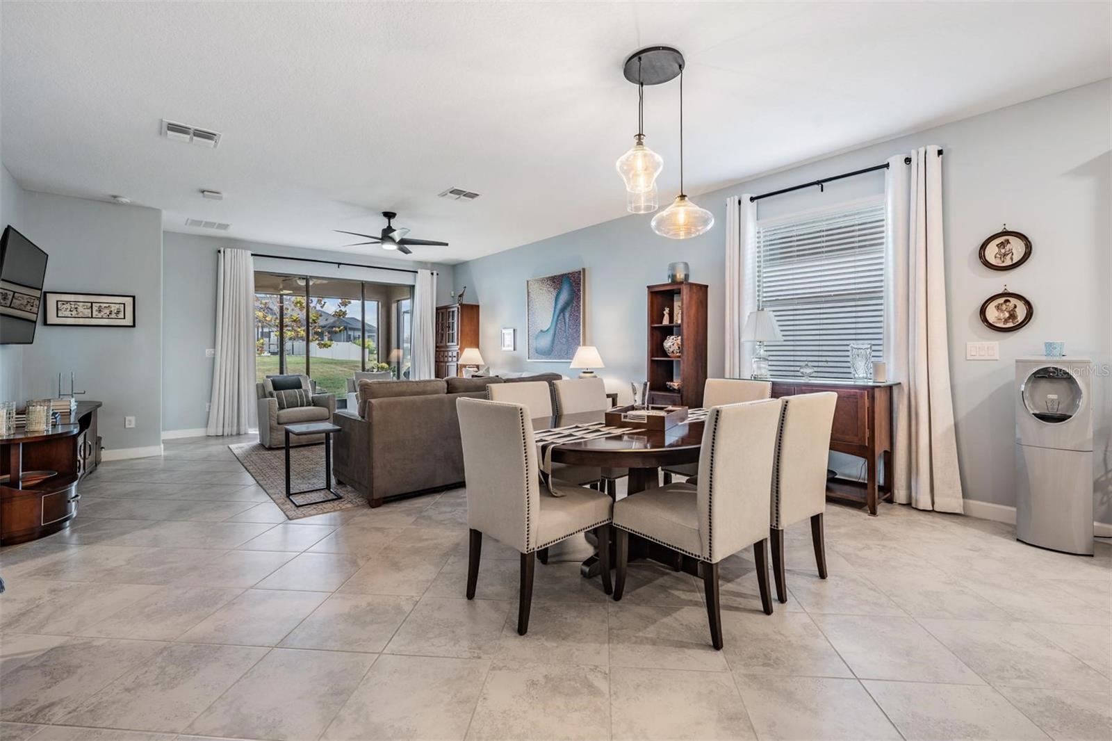 Living/dining combo with updated lighting