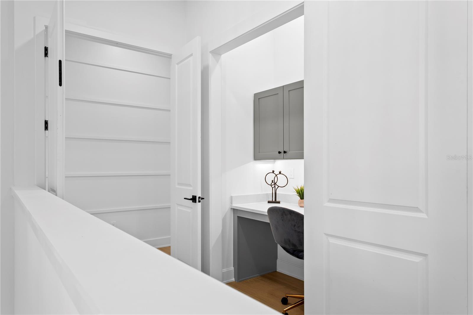 Desk unit with barn door, optional upgrade as shown in 470 Gilman