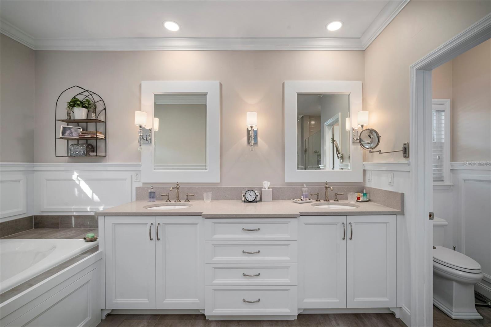 Primary Bath with Double Vanities, Private WC, Separate shower with Rain Head and Handheld Shower Head