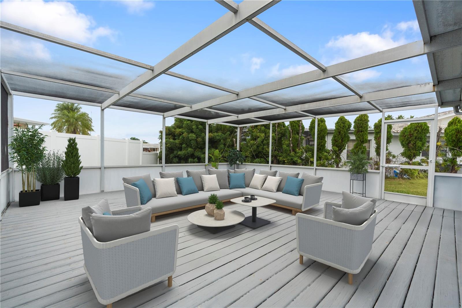 Screen in Back Patio Virtually staged furnishings