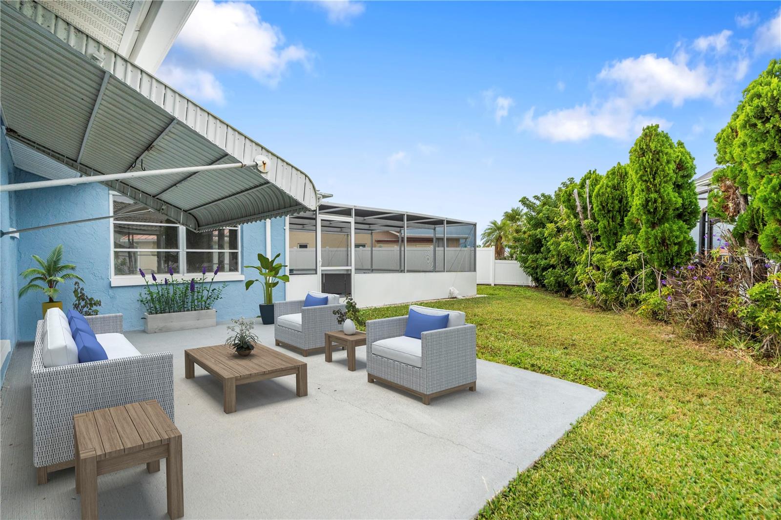 Outdoor Gathering Area Virtually staged furnishings
