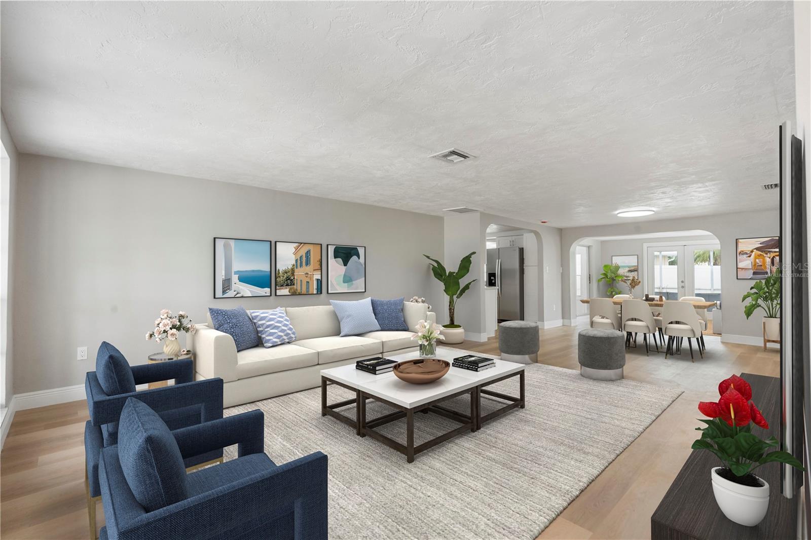 Living Room Virtually staged furnishings