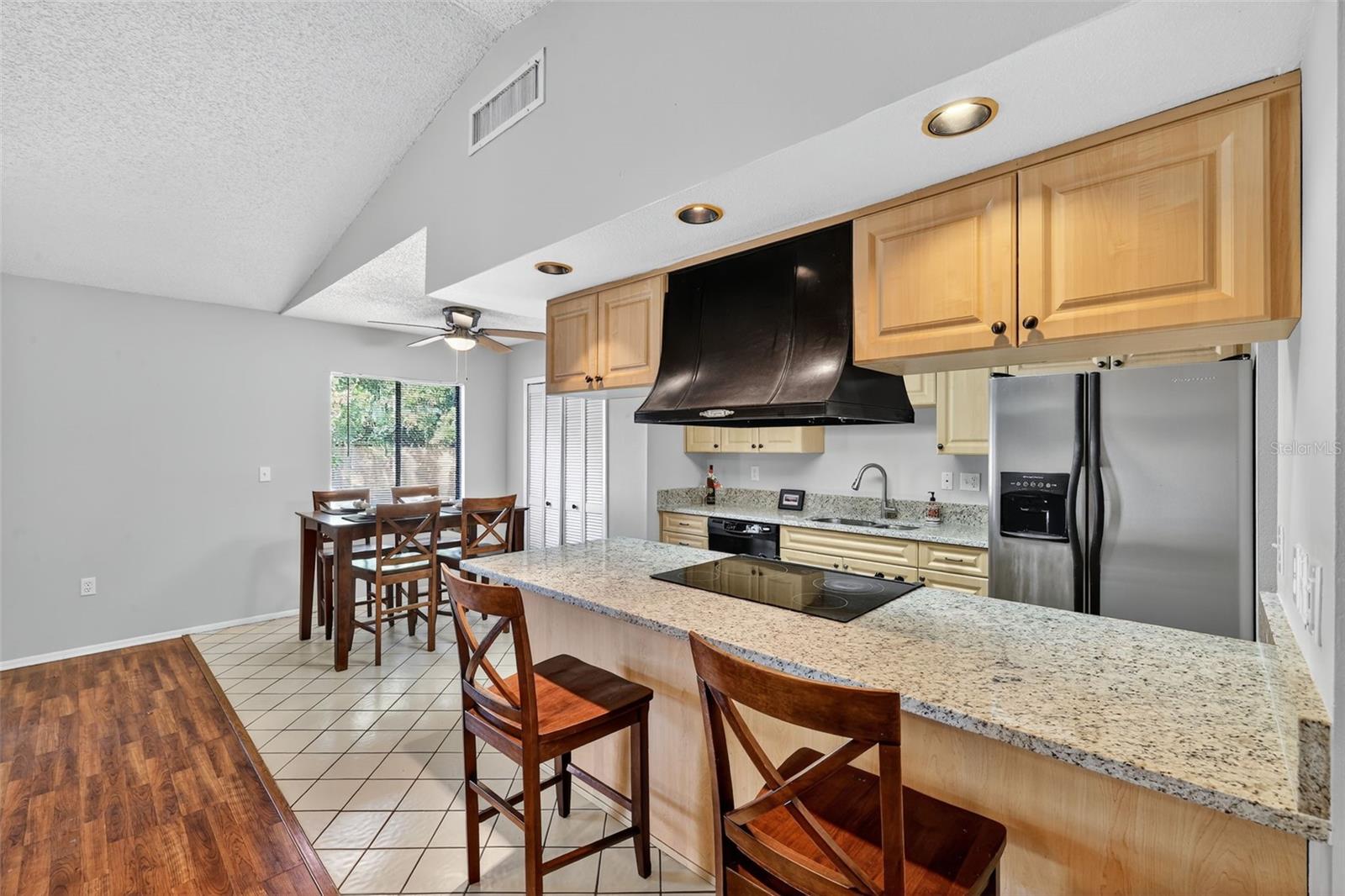 View of kitchen and dining area