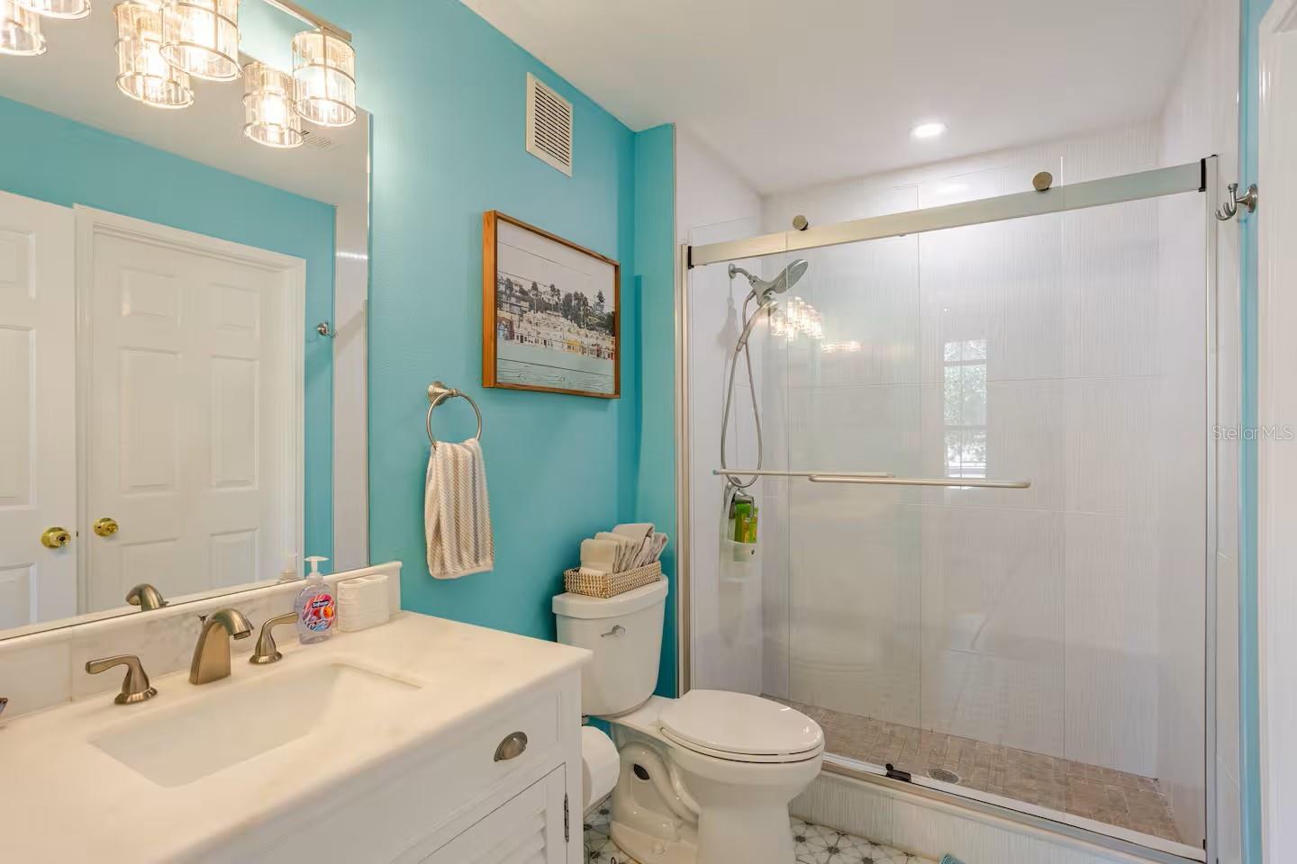 Custom bathroom with Granite counter tops.