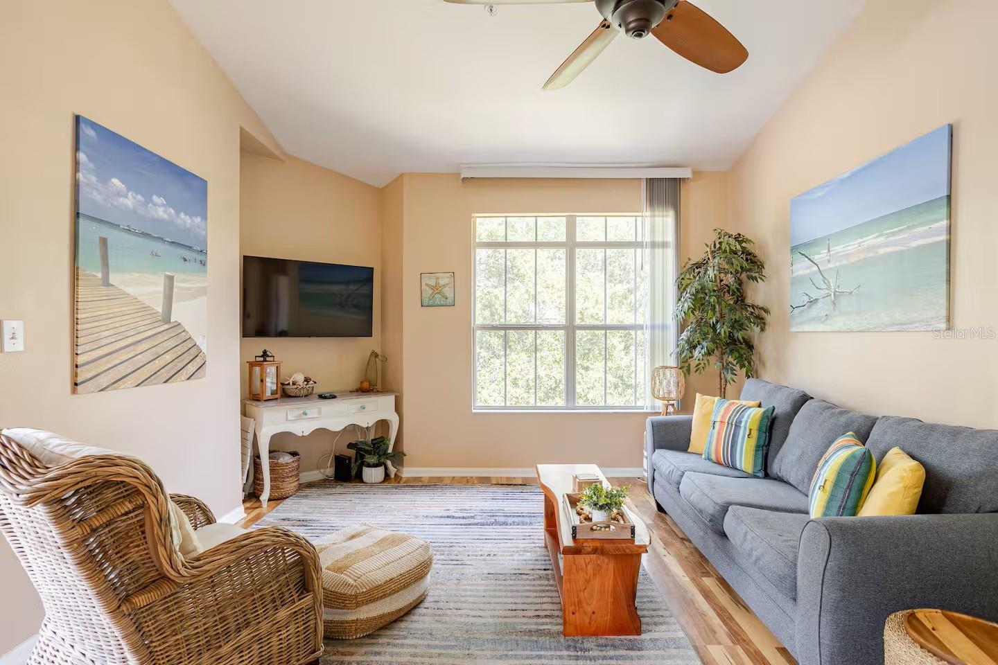 Bright and airy with vaulted ceilings.