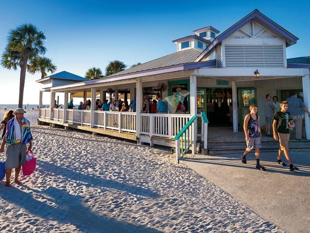 Palm Pavilion, a favorite beach bar for spectacular sunsets.