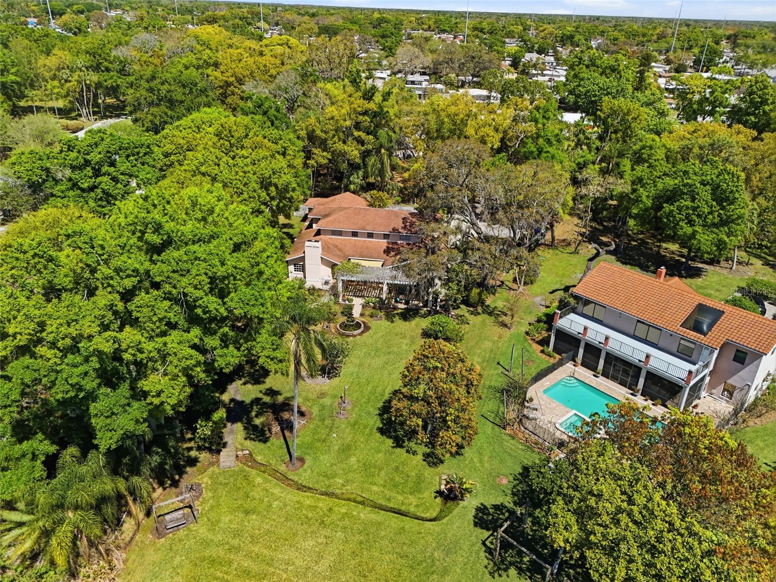 Aerial view of the back of the property