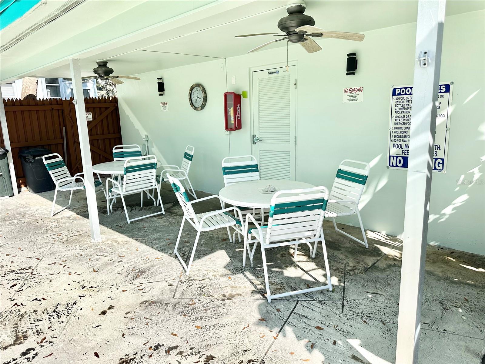 Patio and rest rooms