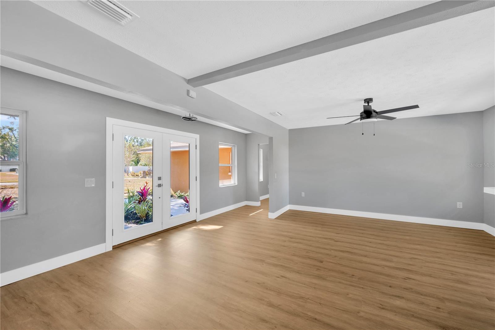 View from the living room out the front doors