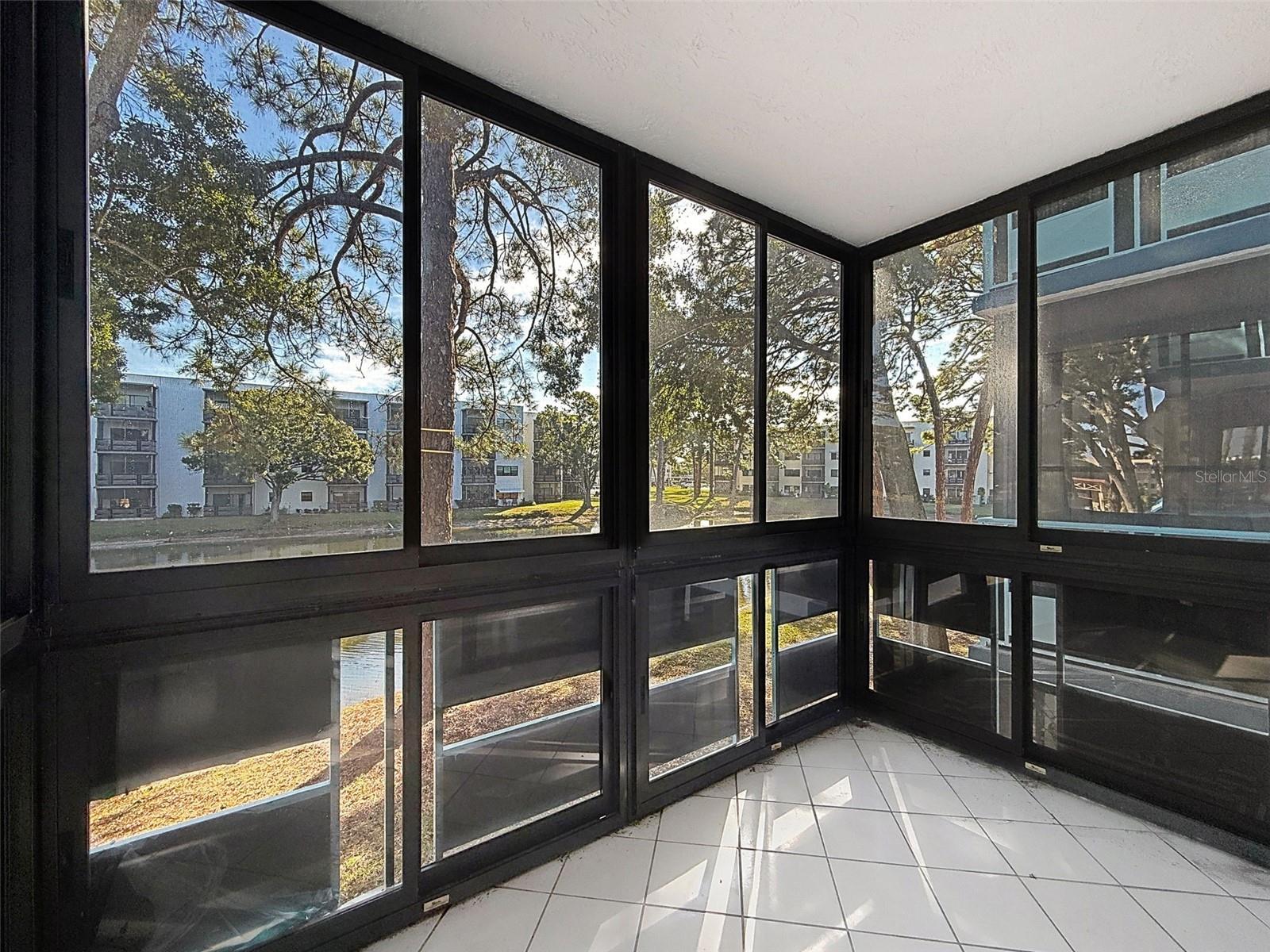 View of the pond from covered lanai