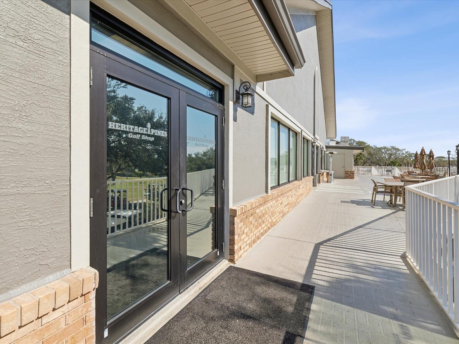 Outside of Golf Shoppe and pool dining