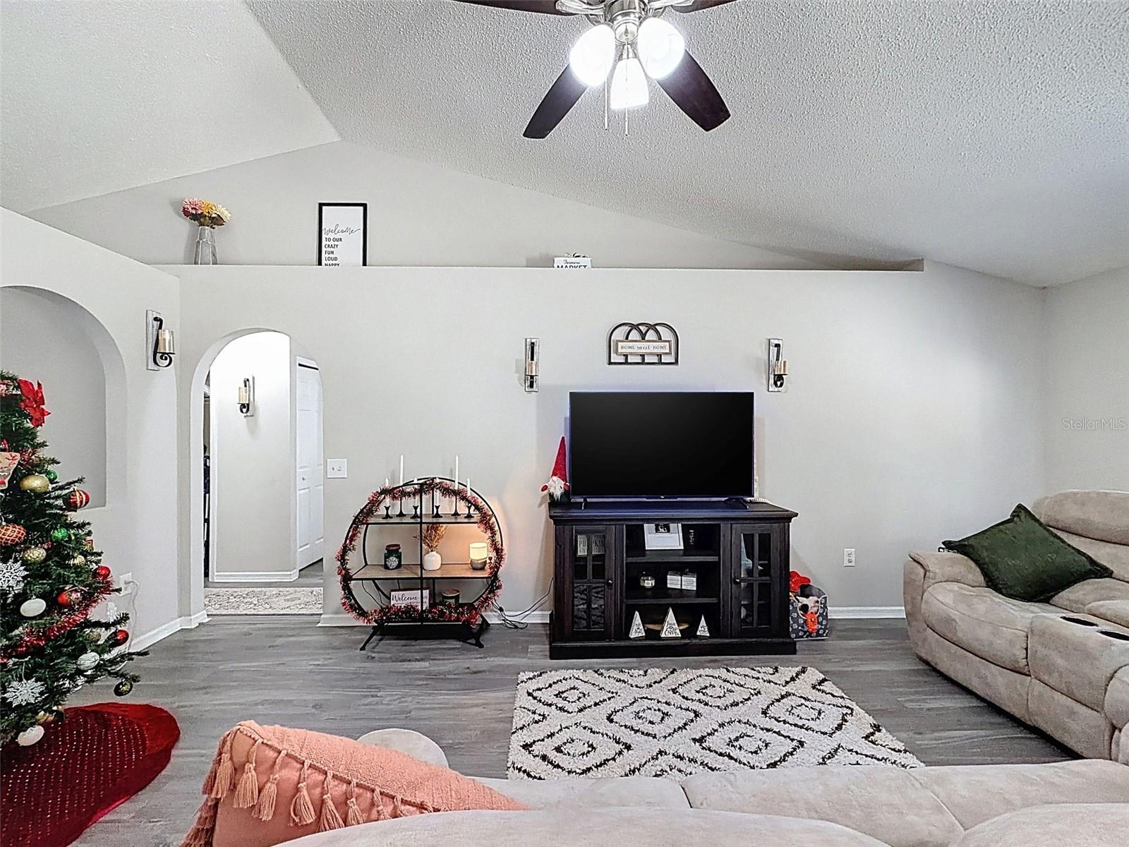 living room view from kitchen bar