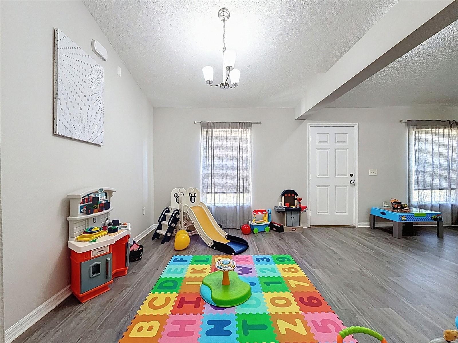 formal dining area and family room combo