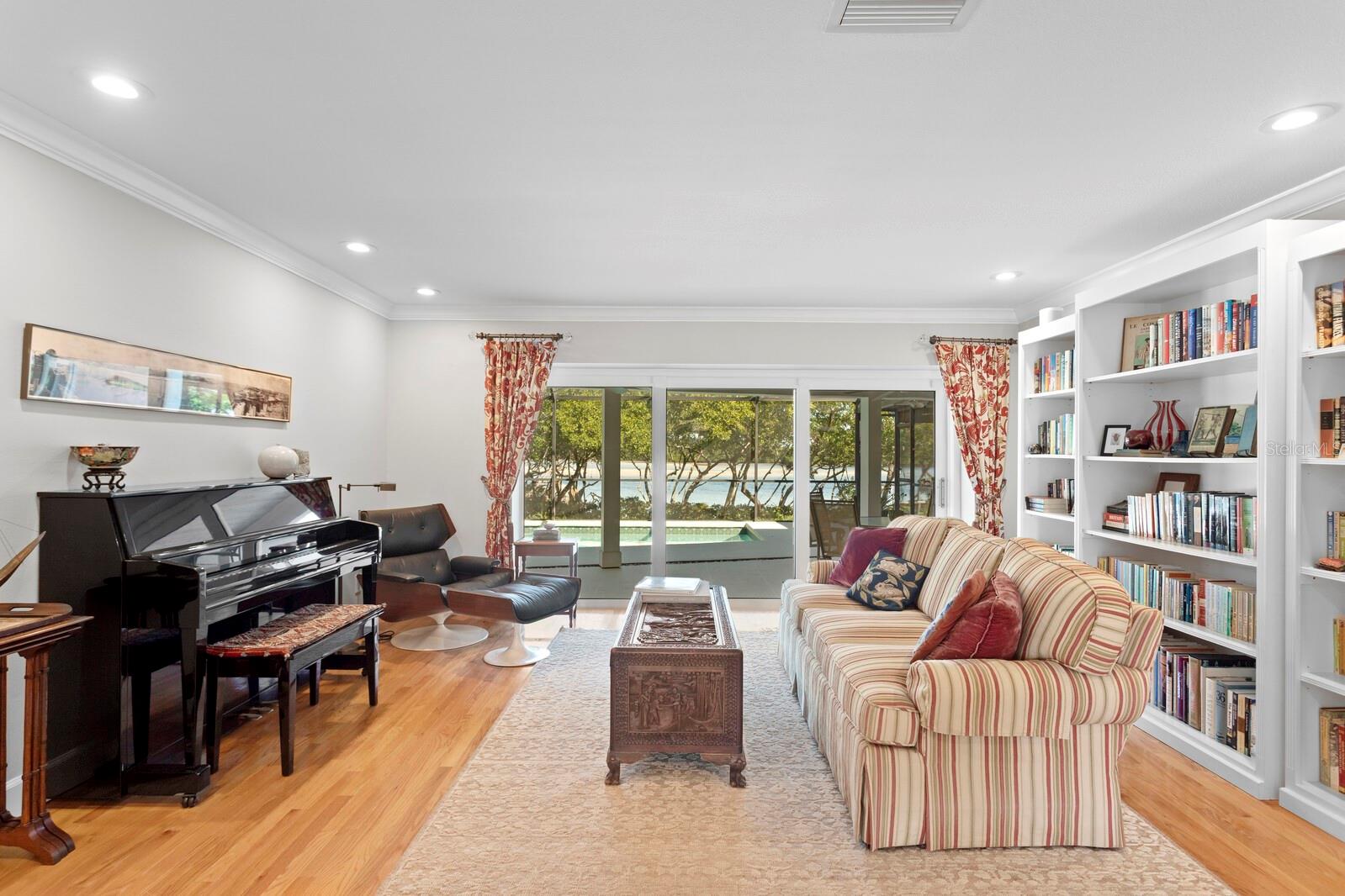 Living room with water views