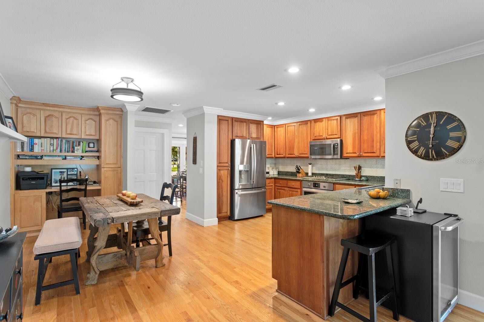 open kitchen with built-ins
