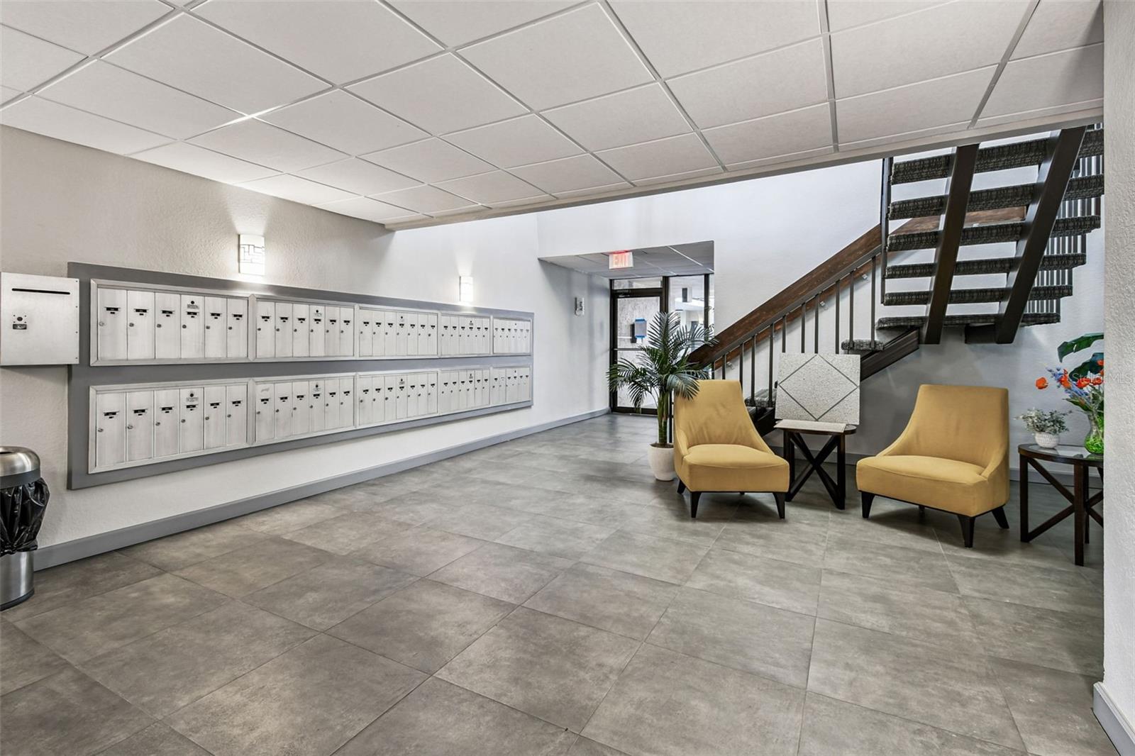 Secure lobby entrance - key required