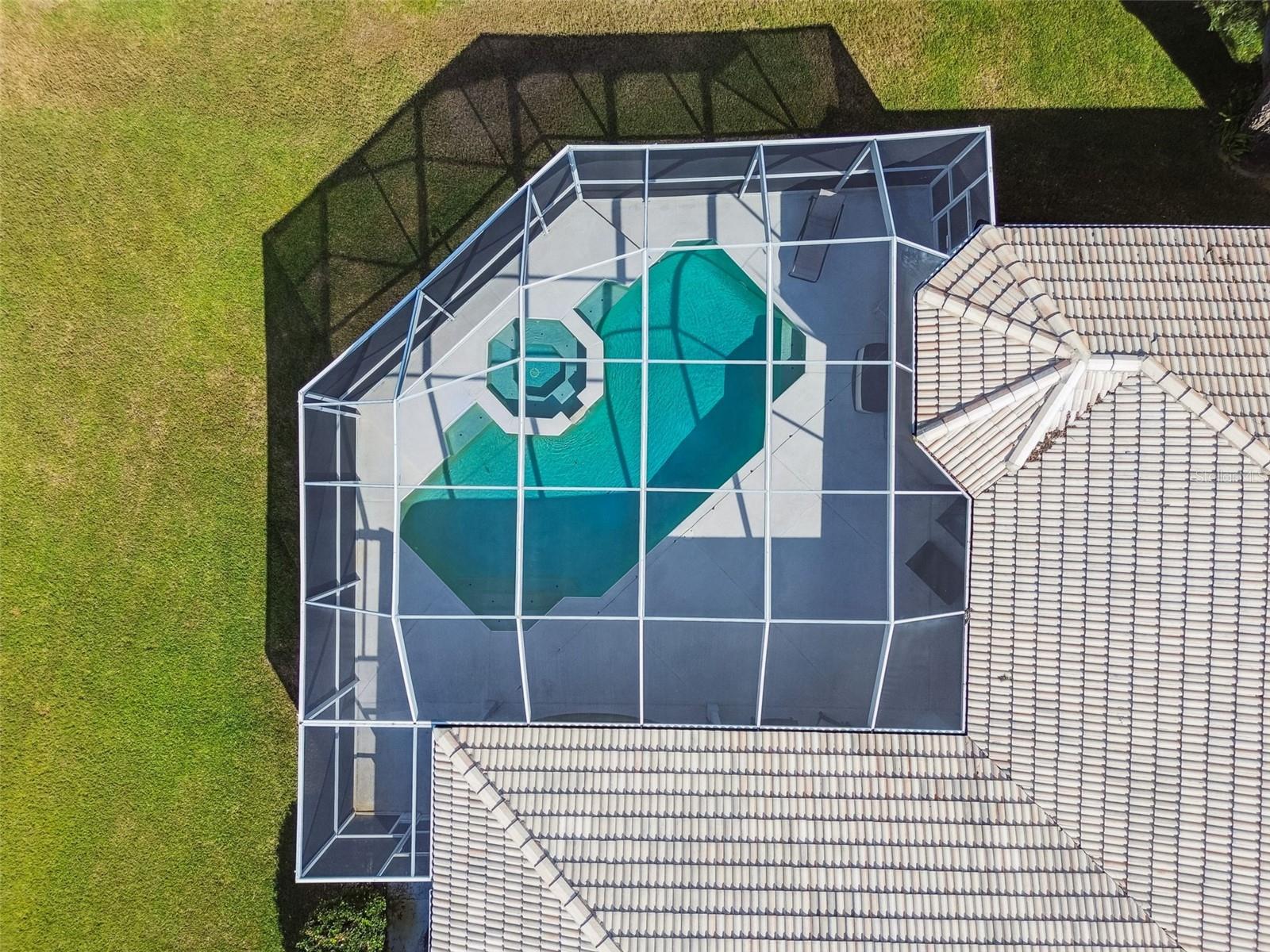 Screened in pool and spa