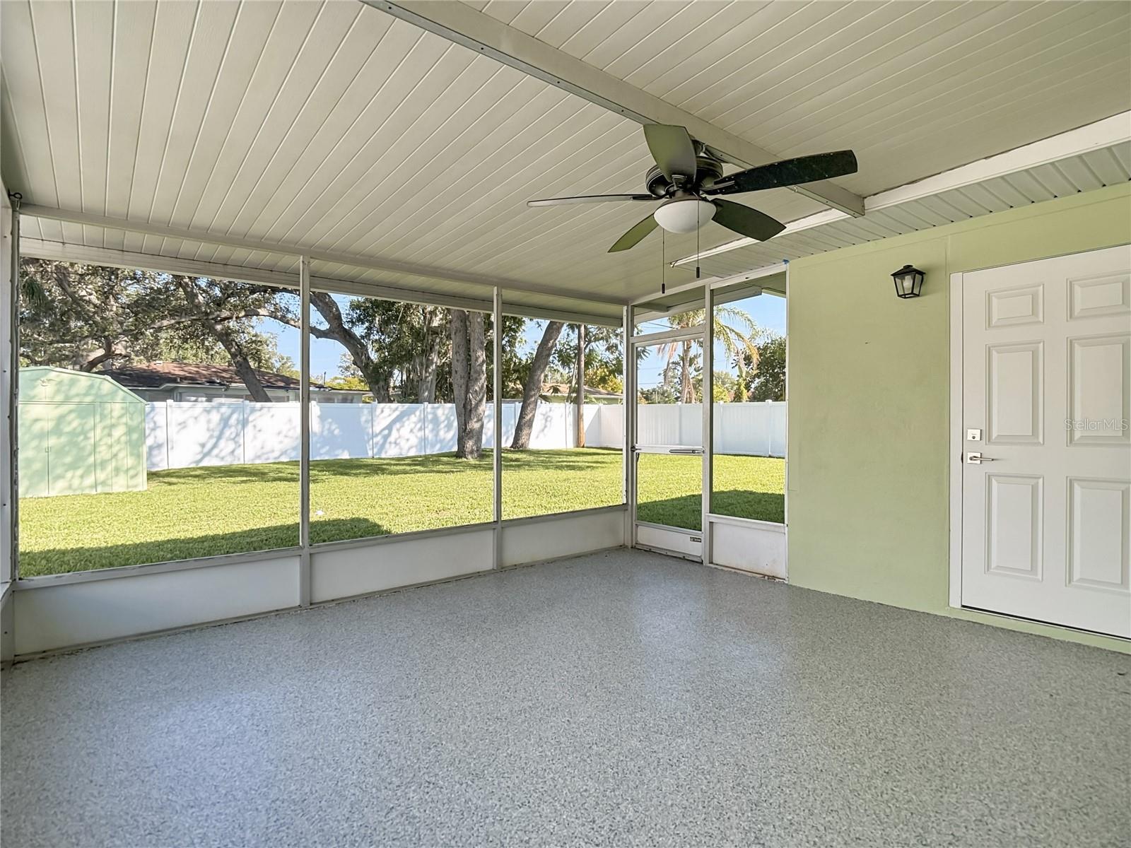 Screened Outdoor Space with Ceiling Fan