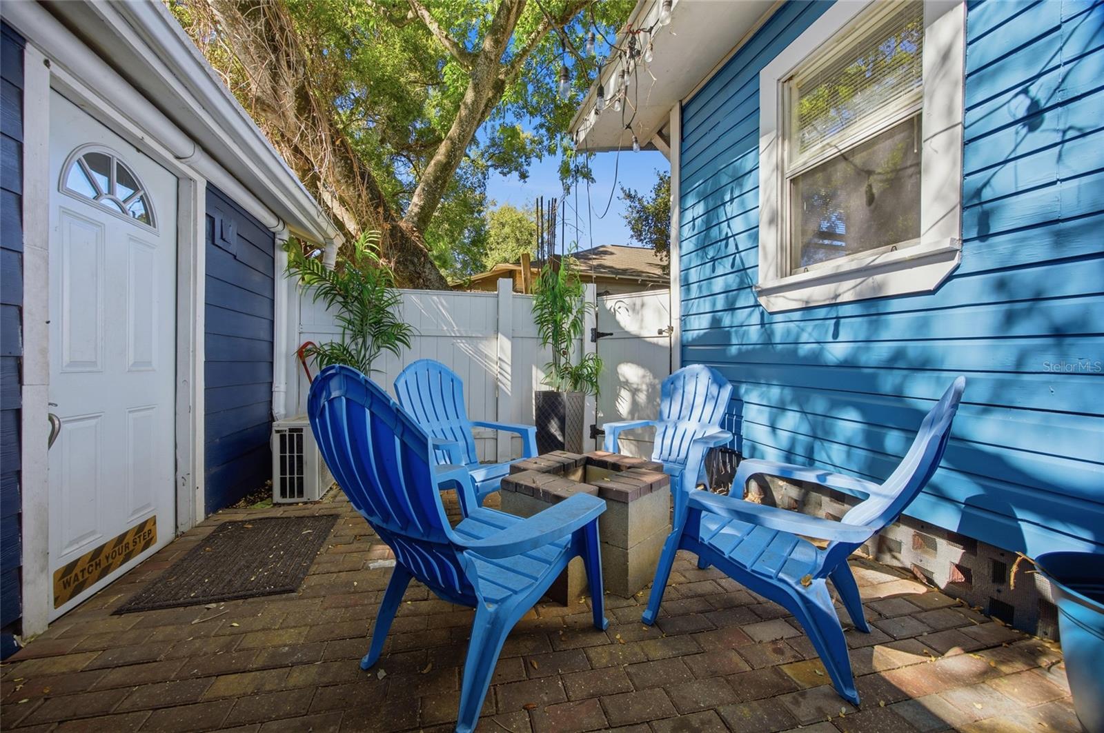 Court yard going to garage.