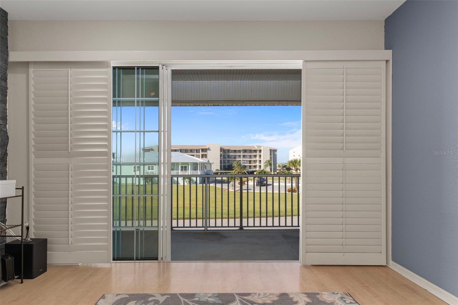 Sliding door access from living room to front balcony