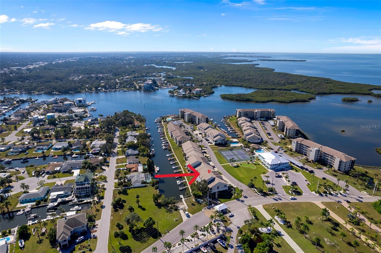 Arrow to townhome facing SOUTH