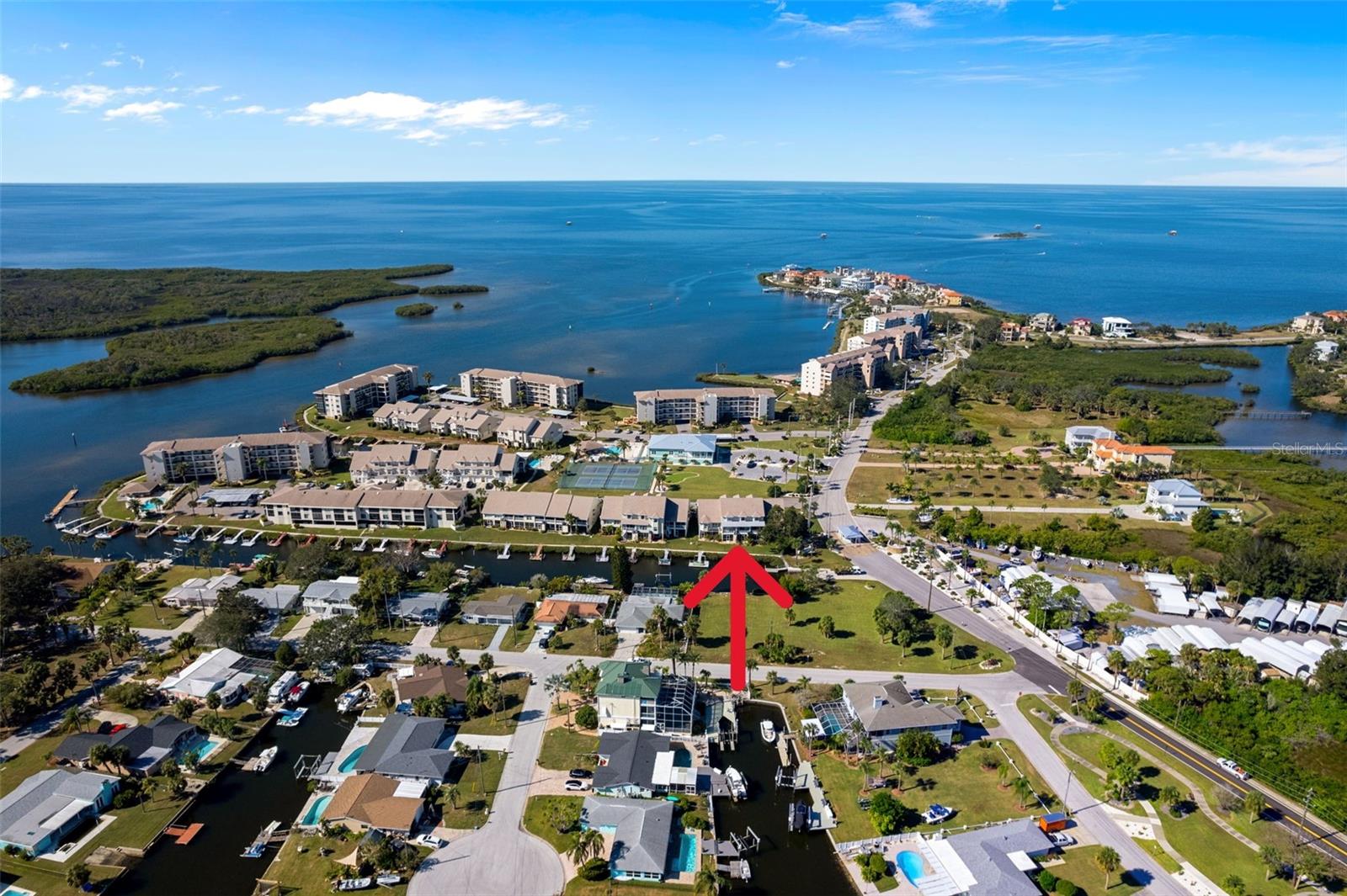 Arrow to townhome facing WEST