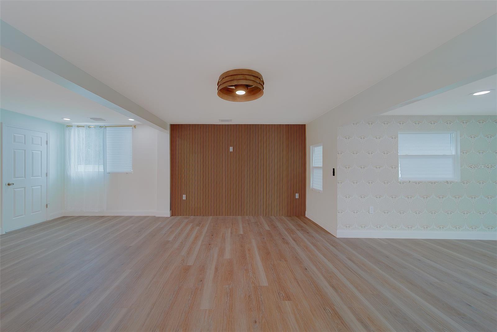 Unexpected accent wall in living room/great room