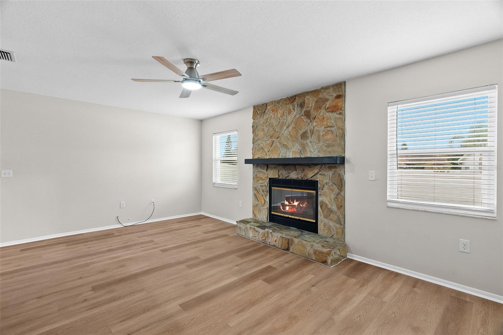 Wood Burning Fireplace in family room