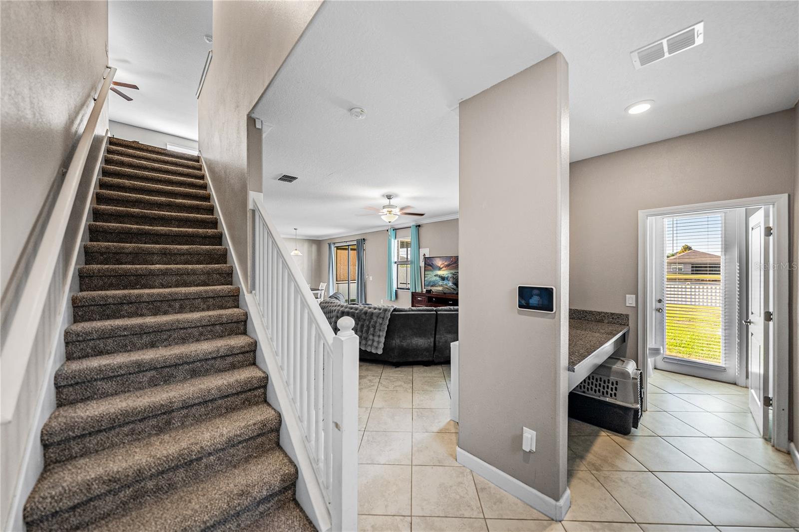 View from garage door. Mud room and half bath is forward