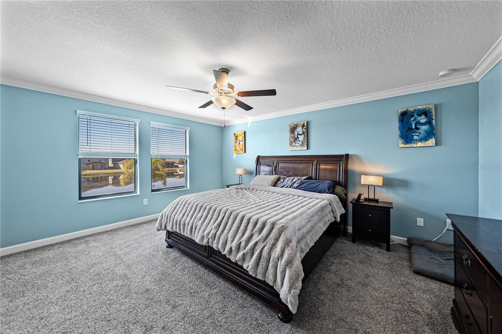 Spacious primary bedroom upstairs